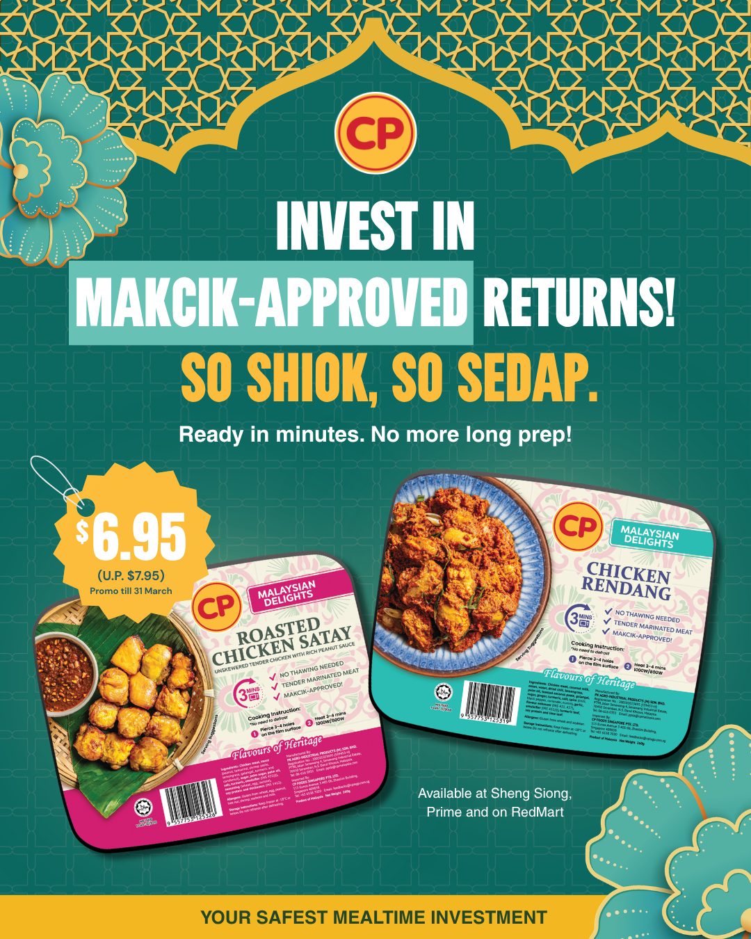 CP Foods Malaysian Delights chicken rendang and satay