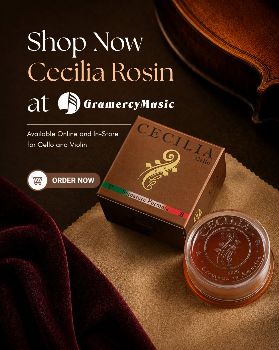 Gramercy Music single-hook post — Shop Now: Cecilia Rosin at Gramercy Music, available online and in-store for cello and violin