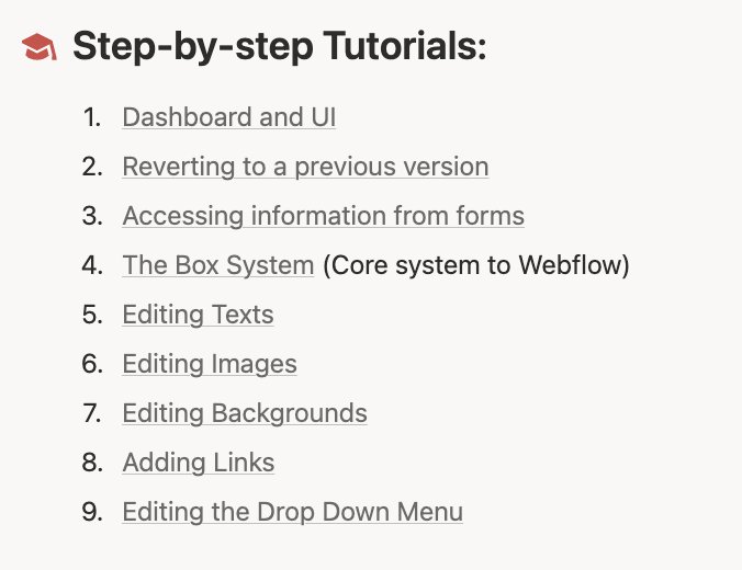 The custom training library — step-by-step video tutorials for every content and page update